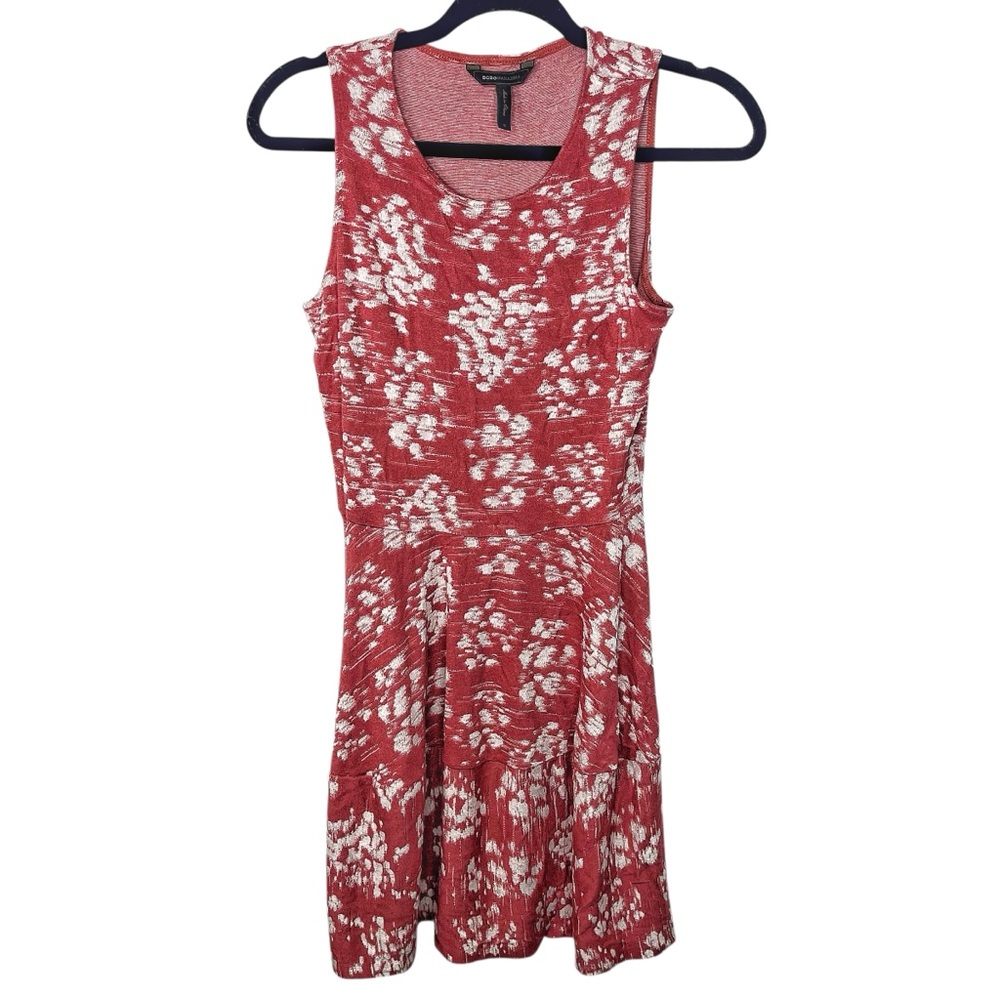 BCBG Max Azria Coral White Print Floral Midi Dress Sleeveless Size Small